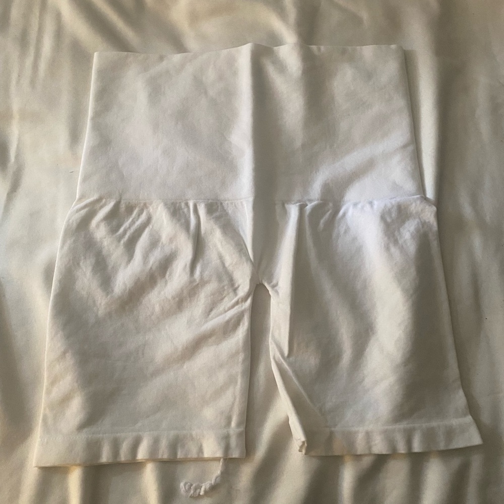 White spandex shorts